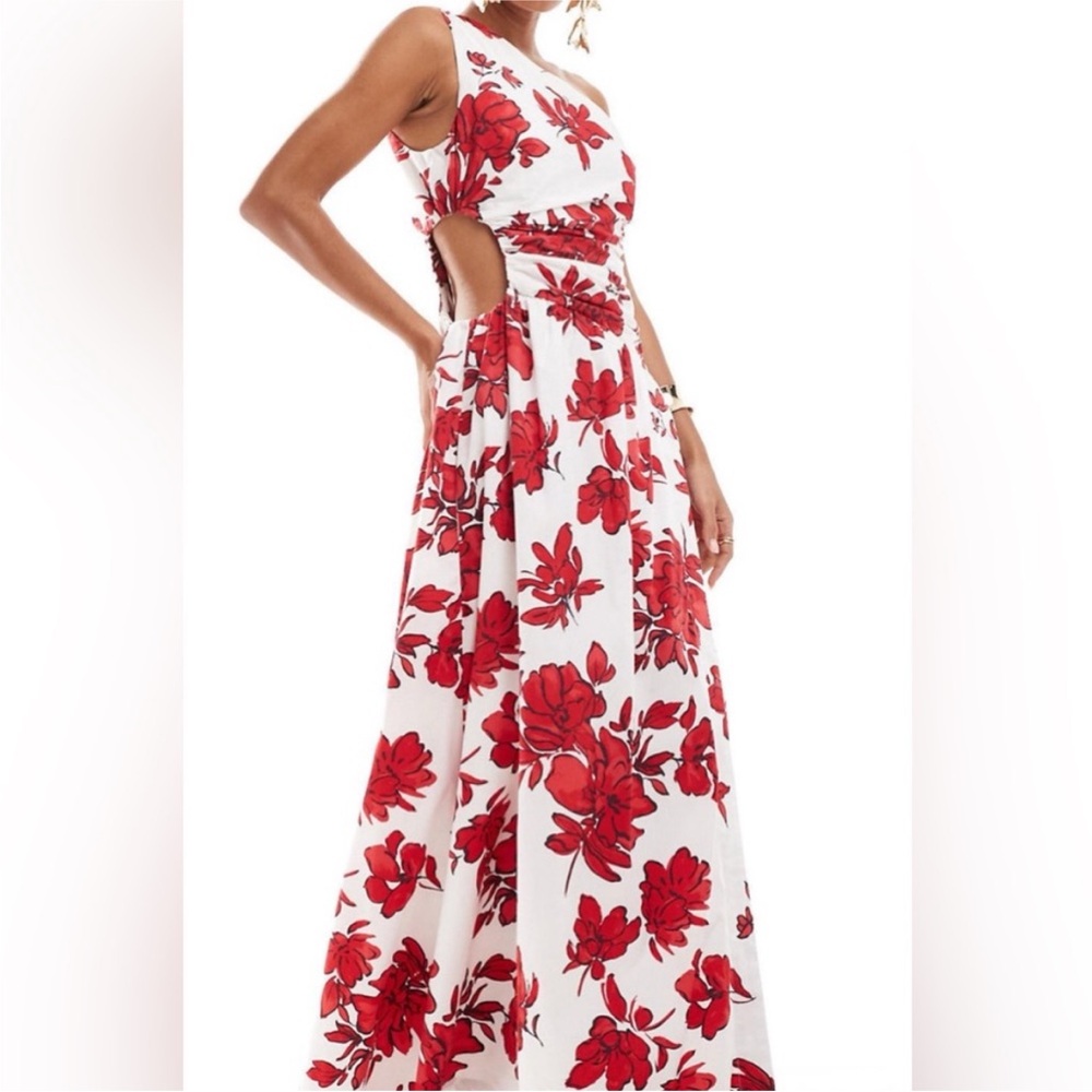 Abercrombie & Fitch Red and White Sleeveless Maxi Sundress